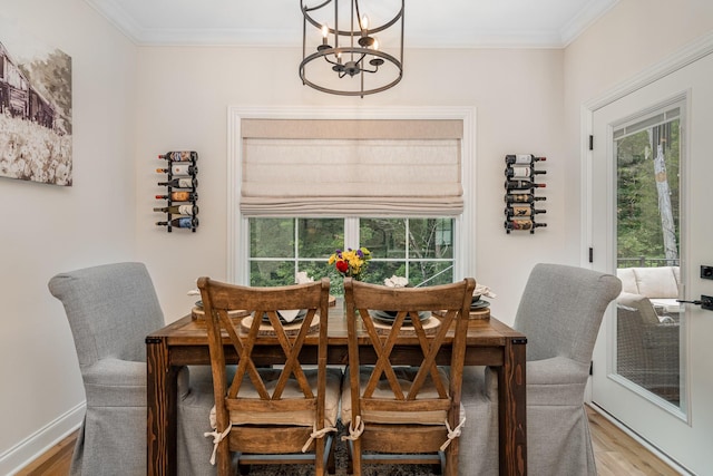 3515 Shellmans Dr, Murfreesboro, TN 37129 - dining room with a chandelier, wood finished floors, and ornamental molding