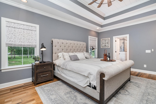 3515 Shellmans Dr, Murfreesboro, TN 37129 - bedroom featuring wood finished floors, ornamental molding, a raised ceiling, recessed lighting, and connected bathroom