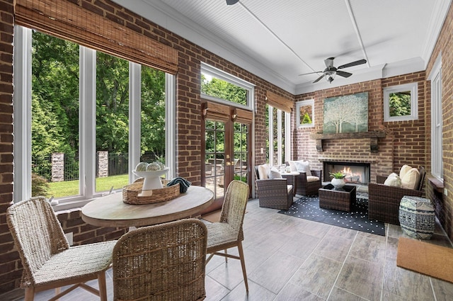 1313 Jewell Ave, Franklin, TN 37064 - sunroom featuring brick wall, healthy amount of natural light, and french doors
