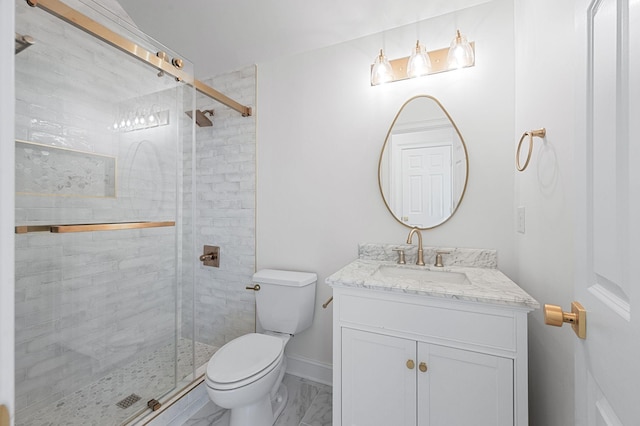 1313 Jewell Ave, Franklin, TN 37064 - bathroom featuring vanity, marble finish floors, and a shower stall
