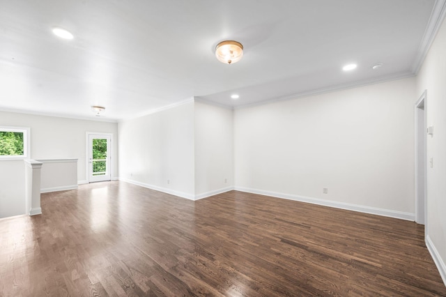 1313 Jewell Ave, Franklin, TN 37064 - empty room featuring crown molding, dark wood-type flooring, and recessed lighting