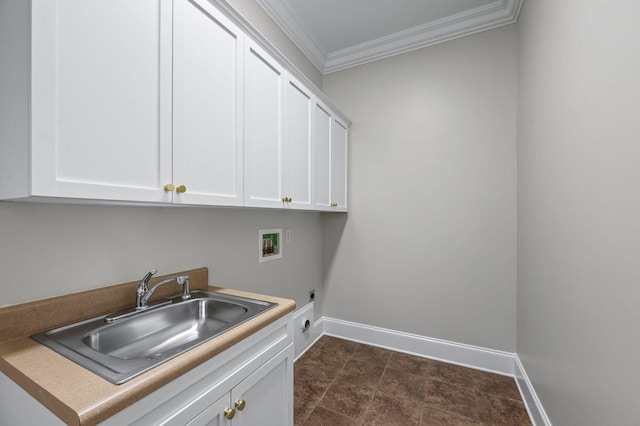1313 Jewell Ave, Franklin, TN 37064 - laundry area with hookup for a washing machine, ornamental molding, cabinet space, and electric dryer hookup
