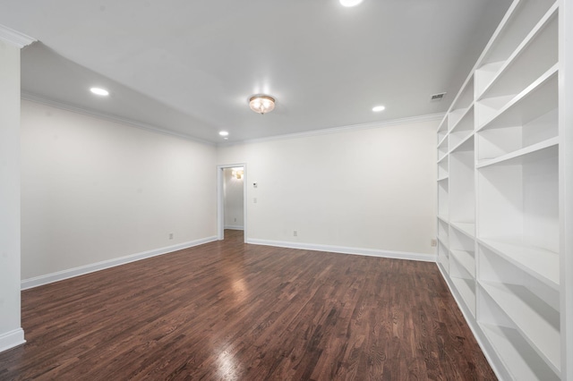 1313 Jewell Ave, Franklin, TN 37064 - empty room featuring ornamental molding, dark wood-style flooring, and recessed lighting