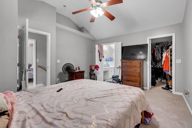 1515 Bridgecrest Dr Unit 408, Antioch, TN 37013 - bedroom featuring lofted ceiling, a spacious closet, light colored carpet, a closet, and connected bathroom