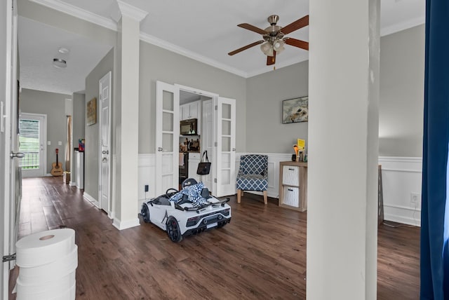 1515 Bridgecrest Dr Unit 408, Antioch, TN 37013 - hallway featuring french doors, dark wood-style floors, and crown molding