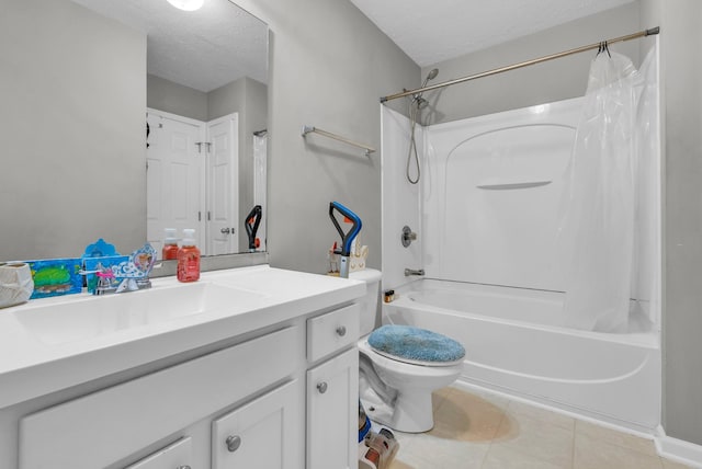 1515 Bridgecrest Dr Unit 408, Antioch, TN 37013 - full bathroom with a textured ceiling, shower / tub combo with curtain, vanity, and tile patterned floors