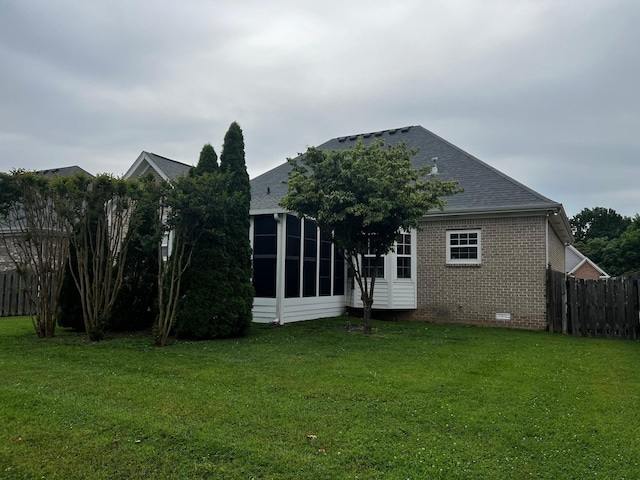 1025 Aenon Cir, Spring Hill, TN 37174 - back of house with brick siding, crawl space, a sunroom, and roof with shingles