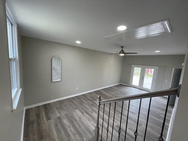621 Buck Ln, Murfreesboro, TN 37129 - unfurnished living room featuring attic access, wood finished floors, recessed lighting, and ceiling fan