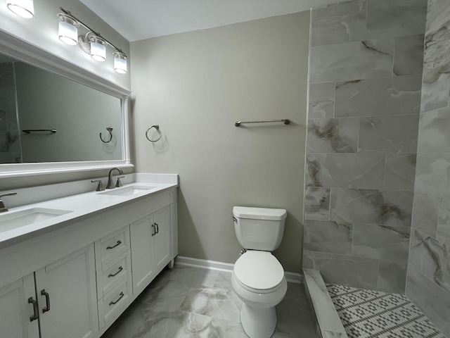 621 Buck Ln, Murfreesboro, TN 37129 - full bathroom featuring marble look tiles, double vanity, and tiled shower