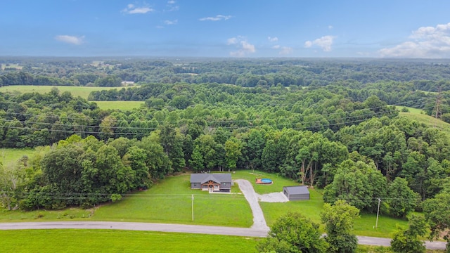 1567 Oak Knob Rd, Lafayette, TN 37083 - aerial view of property and surrounding area with a heavily wooded area