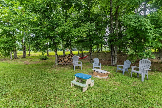 1567 Oak Knob Rd, Lafayette, TN 37083 - view of green lawn featuring a fire pit