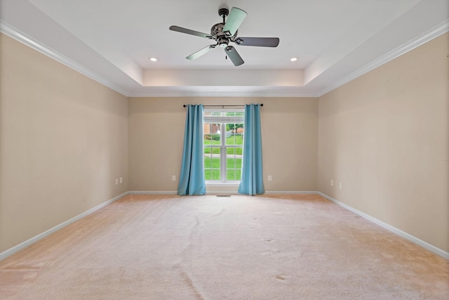 1729 Dryden Dr, Spring Hill, TN 37174 - spare room with a ceiling fan, light colored carpet, a tray ceiling, and recessed lighting