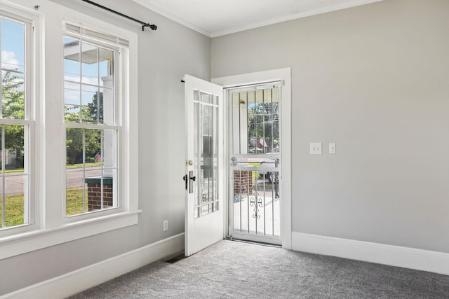 1221 W Commerce St W, Lewisburg, TN 37091 - doorway to outside with carpet flooring and crown molding