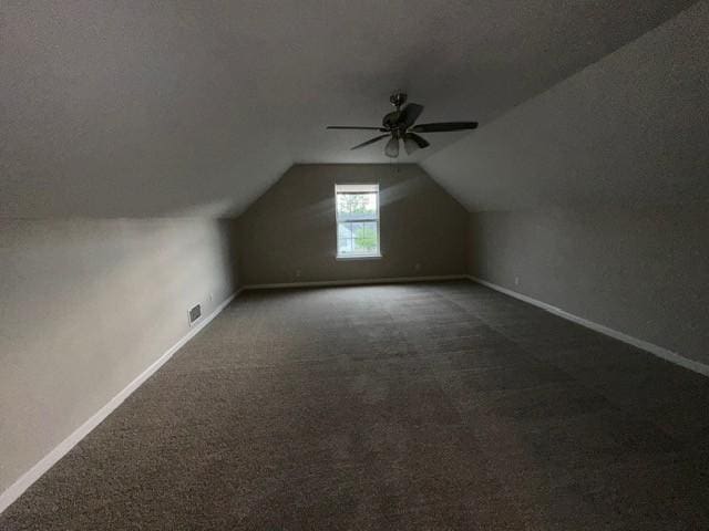 4073 Challis Dr, Clarksville, TN 37040 - additional living space featuring carpet flooring, vaulted ceiling, and a ceiling fan