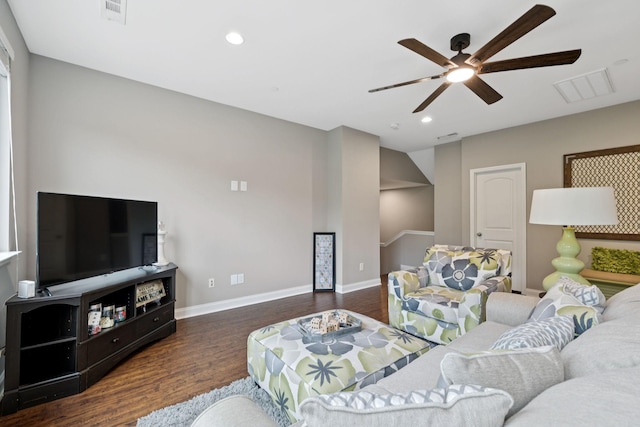 2229 Arbor Pointe Way, Hermitage, TN 37076 - living area with ceiling fan, wood finished floors, and recessed lighting
