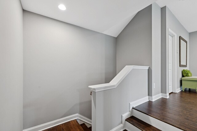 2229 Arbor Pointe Way, Hermitage, TN 37076 - staircase featuring wood finished floors, recessed lighting, and lofted ceiling