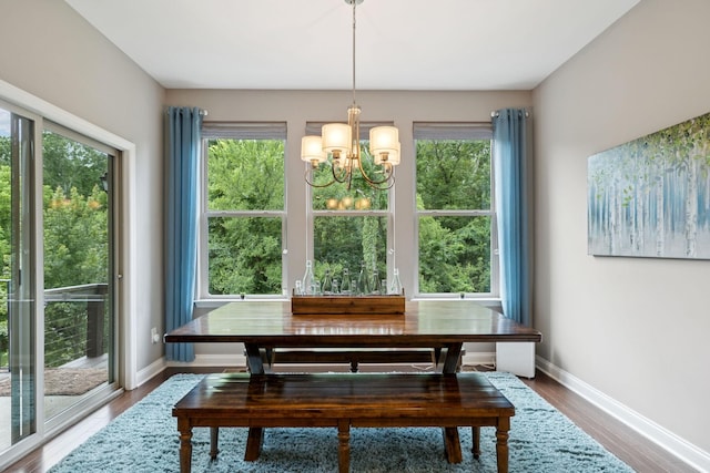 2229 Arbor Pointe Way, Hermitage, TN 37076 - dining space with a chandelier, healthy amount of natural light, and wood finished floors
