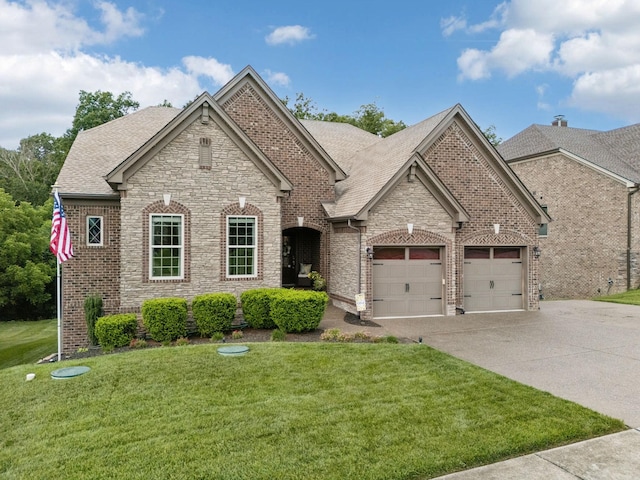 2229 Arbor Pointe Way, Hermitage, TN 37076 - view of front of home featuring driveway, a front lawn, a garage, and brick siding