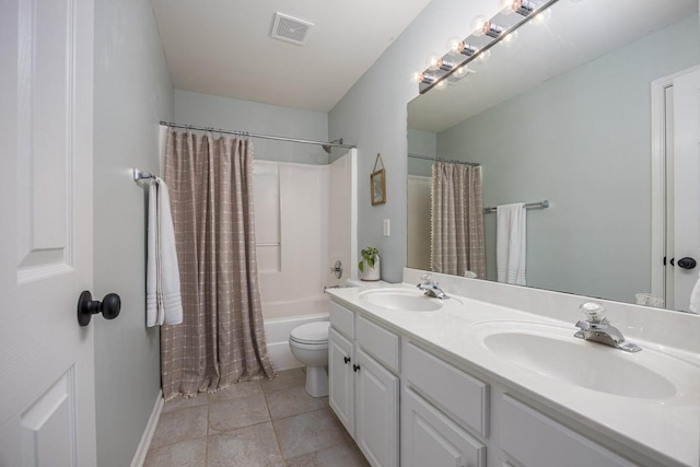 5925 Westheimer Dr, Brentwood, TN 37027 - bathroom featuring double vanity, shower / bath combo, and tile patterned flooring