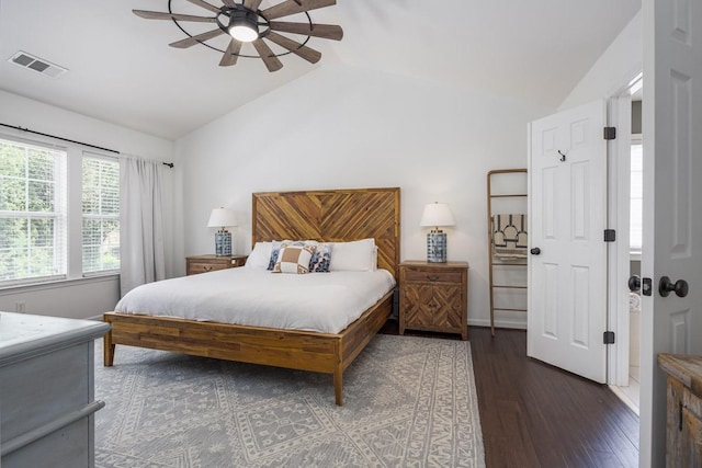 5925 Westheimer Dr, Brentwood, TN 37027 - bedroom featuring lofted ceiling, wood finished floors, and a ceiling fan
