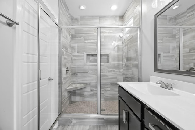 509 Kinslow Ln, Clarksville, TN 37040 - bathroom featuring vanity, a shower stall, and recessed lighting