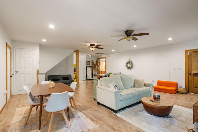 1455 Shell Rd, Goodlettsville, TN 37072 - living room featuring light wood-style flooring, recessed lighting, and a ceiling fan