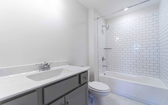 7938 Pine St, Fairview, TN 37062 - bathroom featuring marble finish floors, vanity, and shower / bath combination