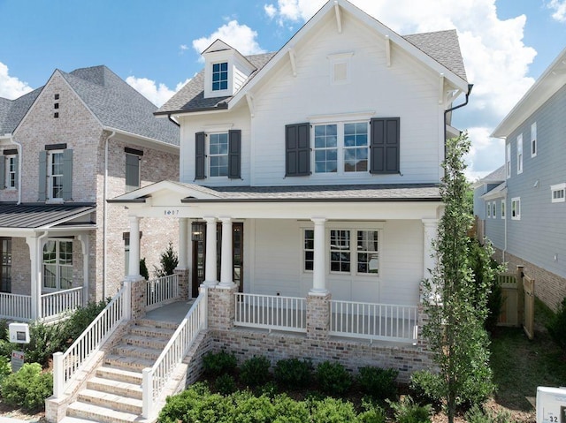 8007 Southvale Blvd, Franklin, TN 37064 - view of front of house featuring covered porch and roof with shingles