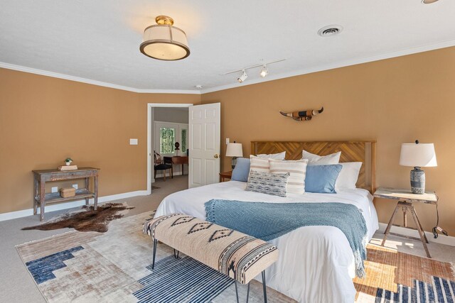 8530 Saundersville Rd, Mount Juliet, TN 37122 - bedroom with carpet floors, crown molding, and track lighting