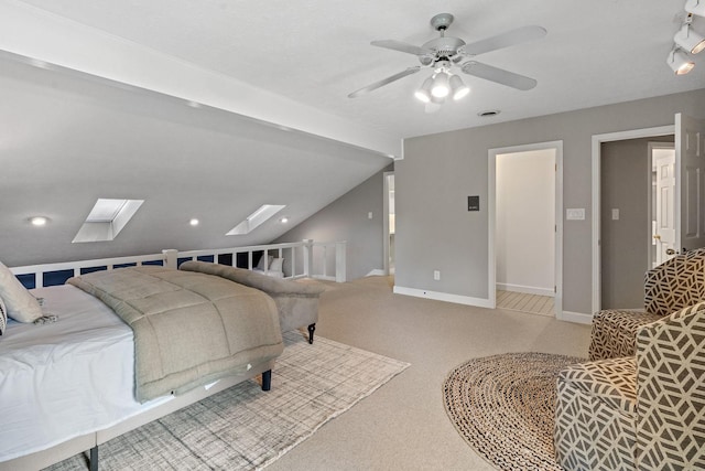 8530 Saundersville Rd, Mount Juliet, TN 37122 - bedroom featuring a skylight, carpet flooring, a ceiling fan, and recessed lighting