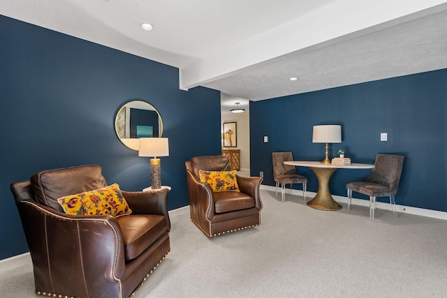 8530 Saundersville Rd, Mount Juliet, TN 37122 - sitting room featuring carpet flooring, beam ceiling, and recessed lighting
