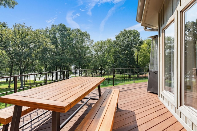 8530 Saundersville Rd, Mount Juliet, TN 37122 - wooden terrace featuring outdoor dining area and view of wooded area