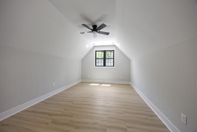 106 5th Ave N, Decherd, TN 37324 - additional living space featuring vaulted ceiling, ceiling fan, and light wood-type flooring