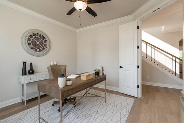 204 Phillips Bnd, Spring Hill, TN 37174 - office space featuring light wood-type flooring, a ceiling fan, and ornamental molding