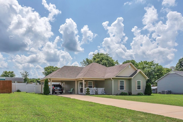 1107 Moreno Ln, Lewisburg, TN 37091 - view of front of home with concrete driveway, a carport, and a porch
