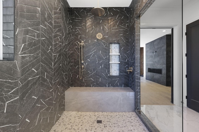 1884 Barnstaple Ln, Brentwood, TN 37027 - full bath with a tile shower, marble finish flooring, and tile walls