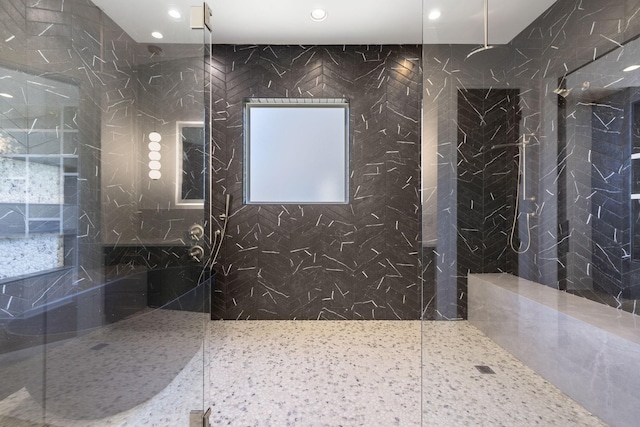 1884 Barnstaple Ln, Brentwood, TN 37027 - bathroom featuring a marble finish shower and recessed lighting