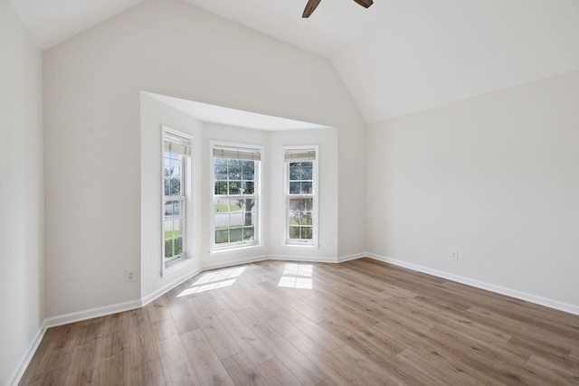 370 Calumet Trce, Murfreesboro, TN 37127 - spare room featuring lofted ceiling, a ceiling fan, and wood finished floors