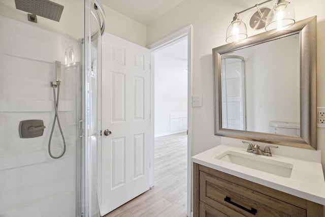 370 Calumet Trce, Murfreesboro, TN 37127 - full bathroom with a shower stall, vanity, and wood finished floors