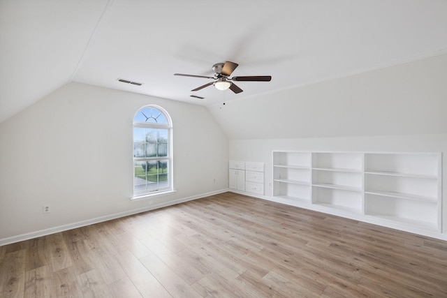 370 Calumet Trce, Murfreesboro, TN 37127 - bonus room with vaulted ceiling, a ceiling fan, wood finished floors, and built in shelves