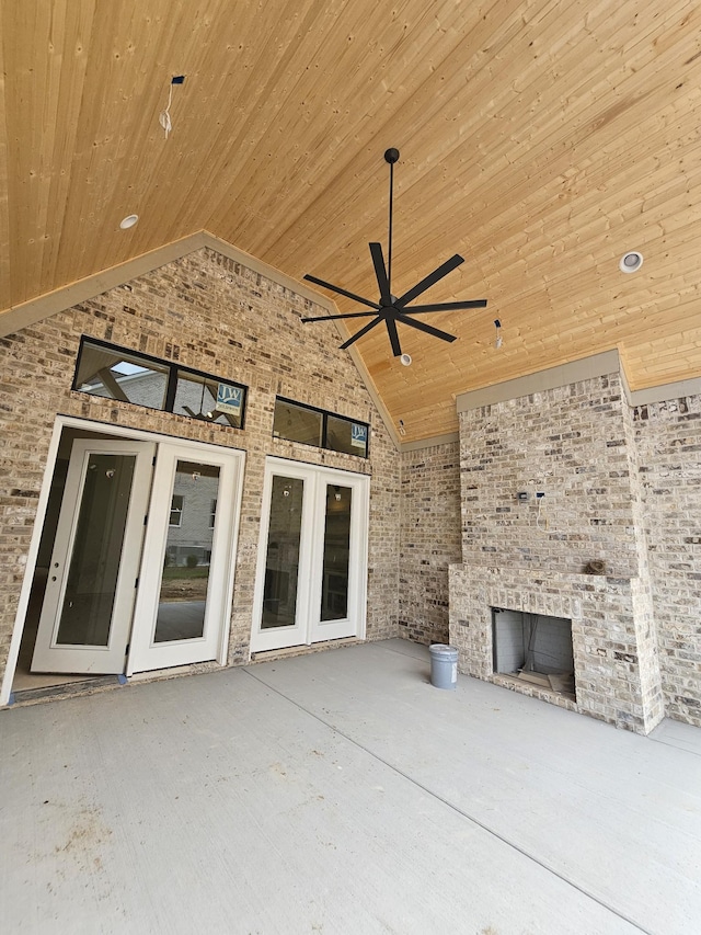 3244 Arundel Ln, Thompsons Station, TN 37179 - view of patio / terrace with ceiling fan and an outdoor brick fireplace