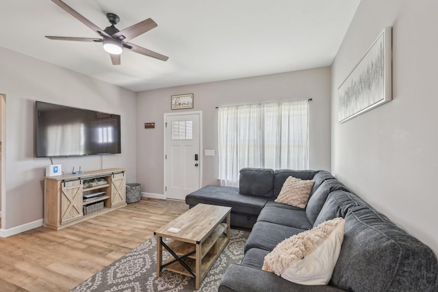 1219 Oak Grove Rd, Dickson, TN 37055 - living area featuring a ceiling fan and light wood-style floors