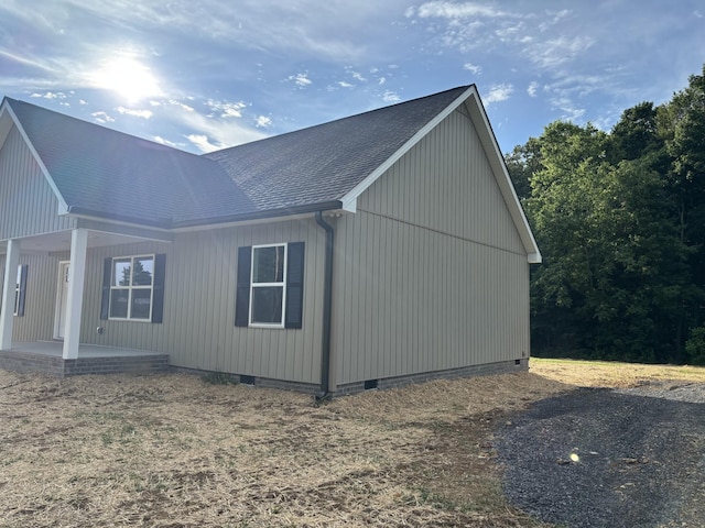 760 Hanestown Rd, Lafayette, TN 37083 - view of side of property with crawl space, covered porch, and roof with shingles