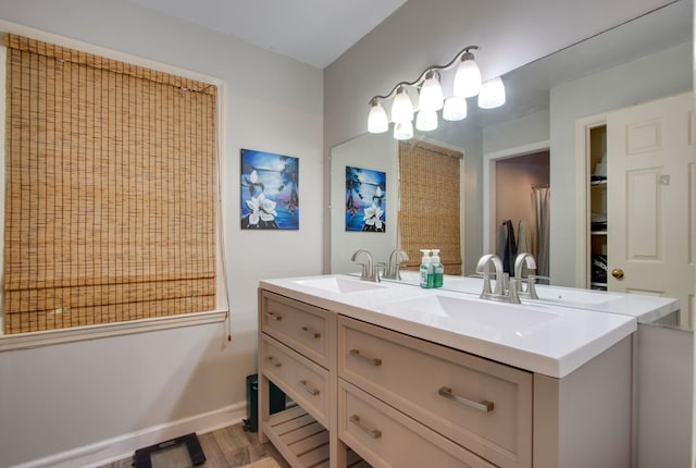 201 Stoneybrook Rd, Columbia, TN 38401 - bathroom with double vanity and wood finished floors