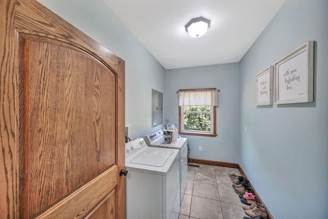 3534 Summertown Hwy, Summertown, TN 38483 - laundry area featuring independent washer and dryer, electric panel, and light tile patterned floors