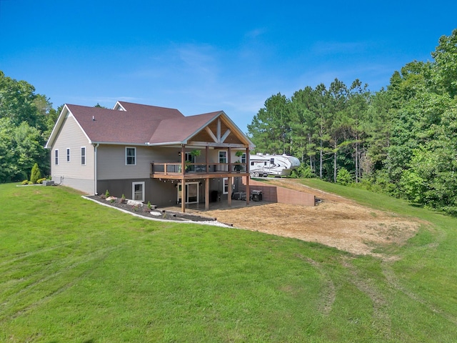 3534 Summertown Hwy, Summertown, TN 38483 - back of house featuring a yard, a wooden deck, and a patio