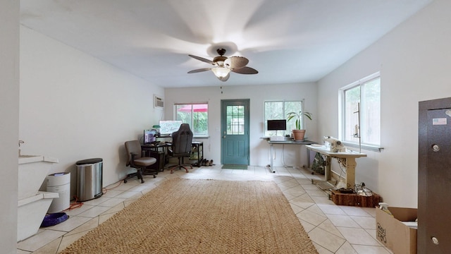 5131 Hunters Point Ln, Hermitage, TN 37076 - office area featuring tile patterned floors and a ceiling fan
