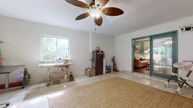 5131 Hunters Point Ln, Hermitage, TN 37076 - living area with a ceiling fan and tile patterned flooring