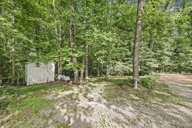 7125 Sutton Pl, Fairview, TN 37062 - view of yard featuring a shed and a forest view