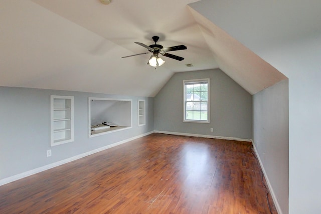 4425 Taylor Hall Ln, Adams, TN 37010 - additional living space with built in features, wood finished floors, lofted ceiling, and ceiling fan
